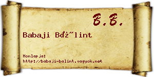 Babaji Bálint névjegykártya